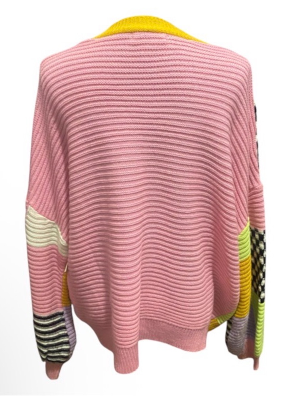 Colorblock Patchwork V-Neck Cardigan - Picture 5 of 5